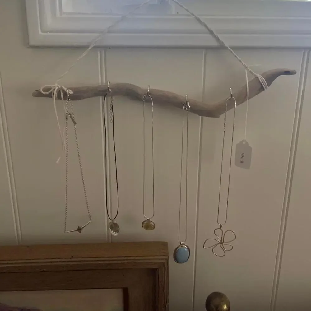 Driftwood Necklace Holder 5 Hooks Jewelry Organizer Laguna Beach ☀️